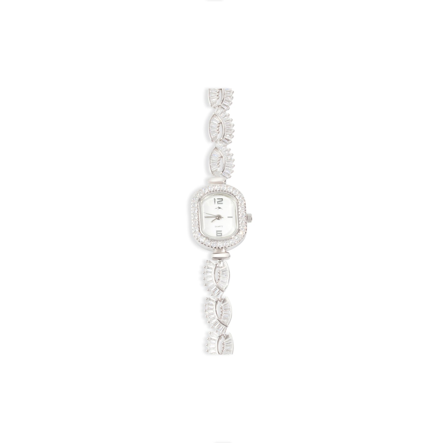 'Vintage Square' Zircon Silver Bracelet Watch