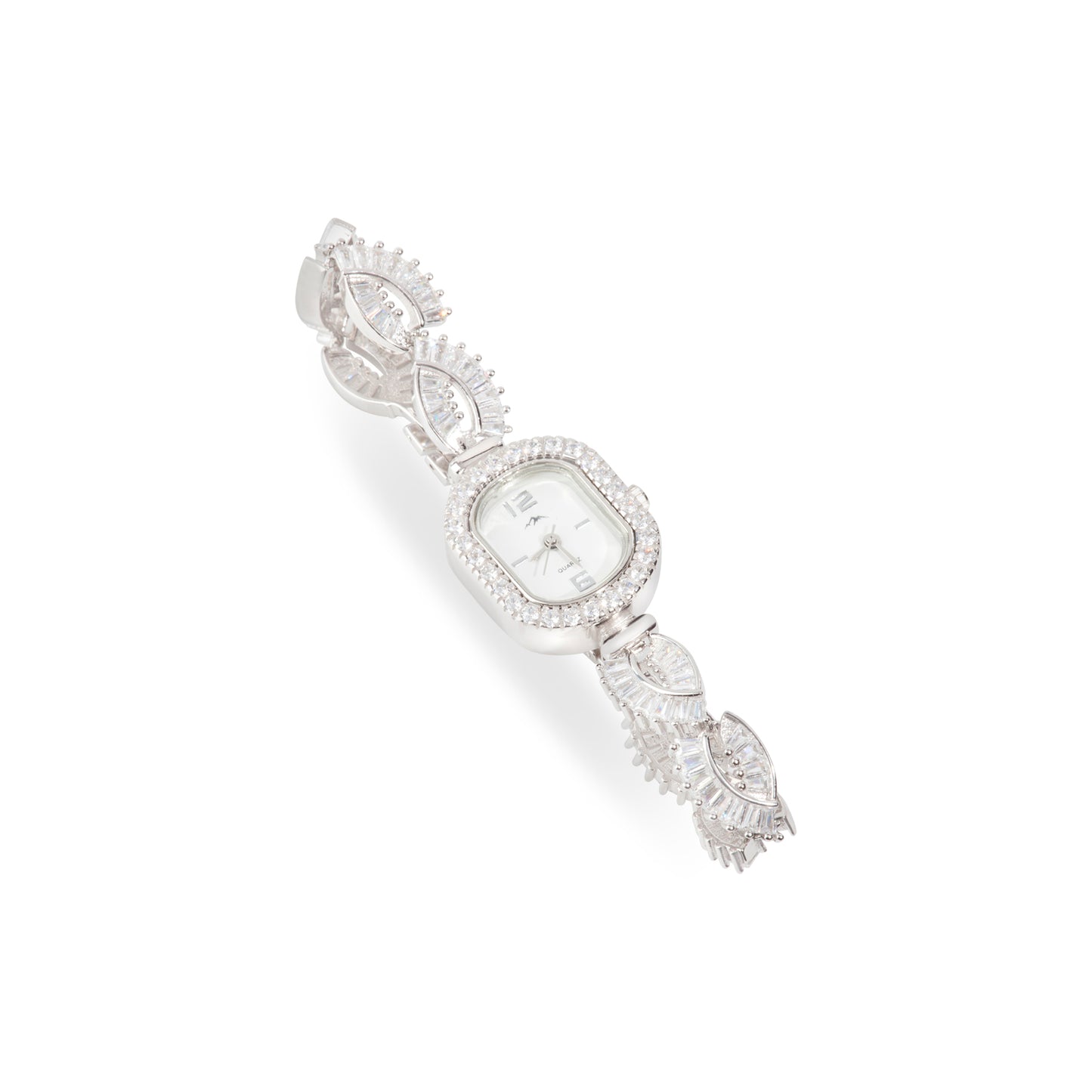 'Vintage Square' Zircon Silver Bracelet Watch