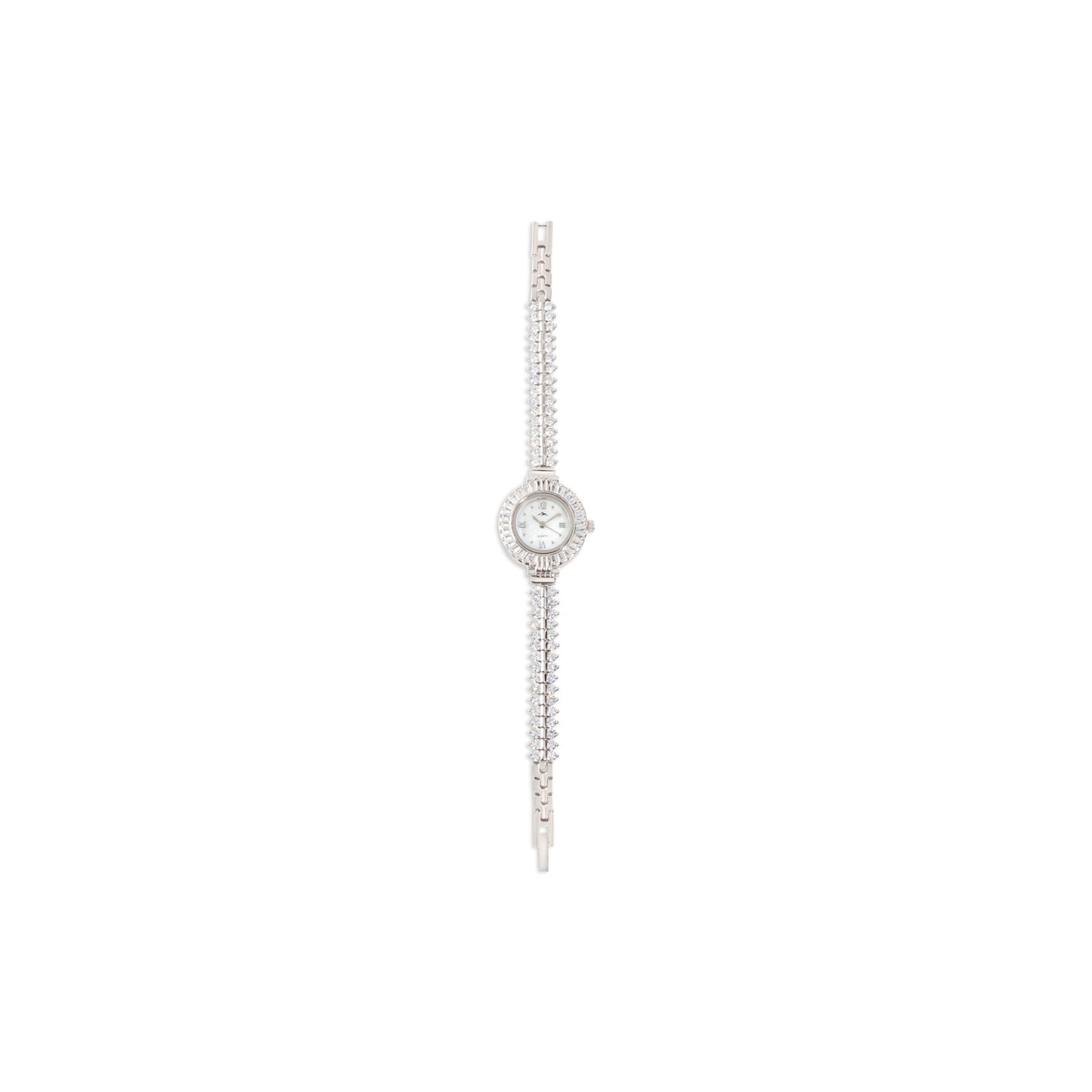 'Zircon Shine Rounded' Silver Bracelet Watch