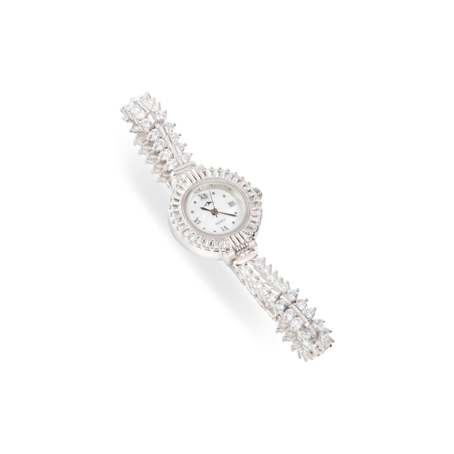 'Zircon Shine Rounded' Silver Bracelet Watch