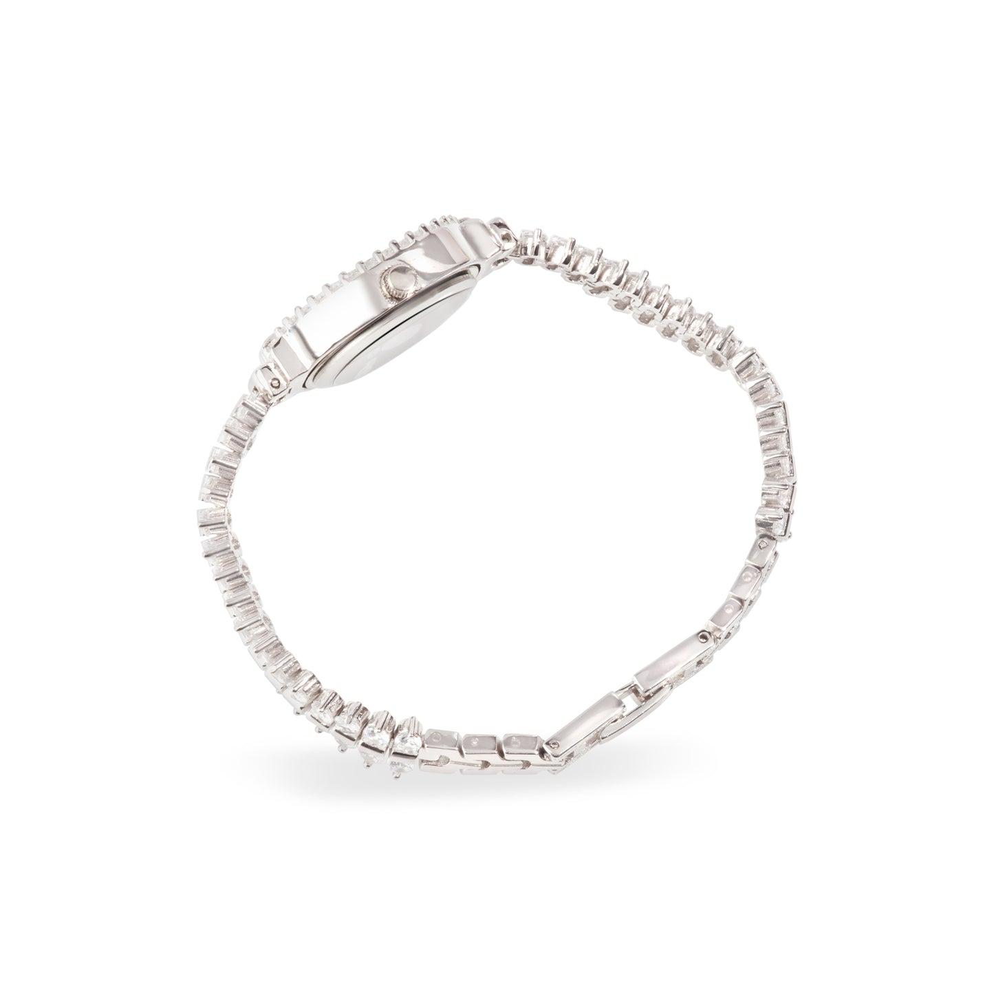 'Zircon Shine Rounded' Silver Bracelet Watch