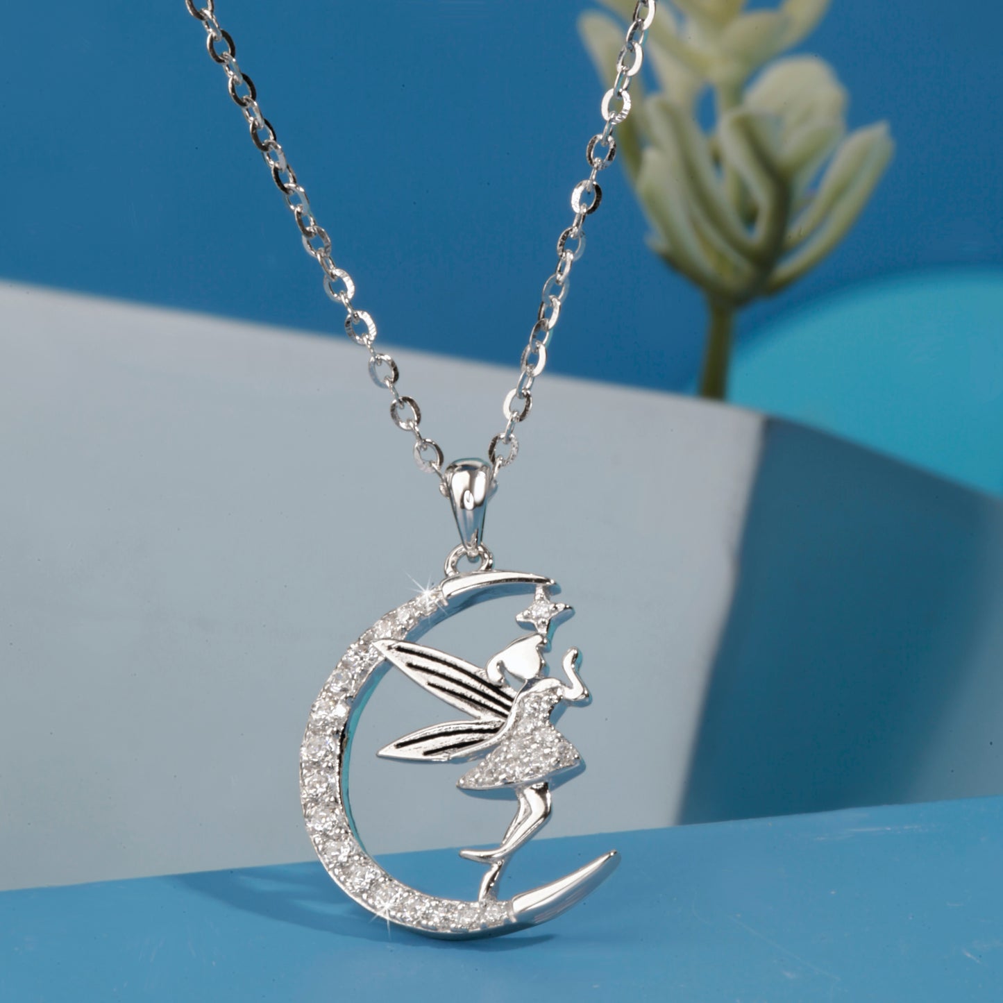 'Half Moon Angel' Silver Pendant