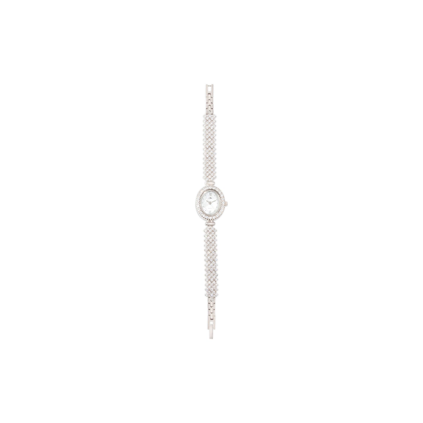 'Rhinestone Decor' Quartz Silver Bracelet Watch