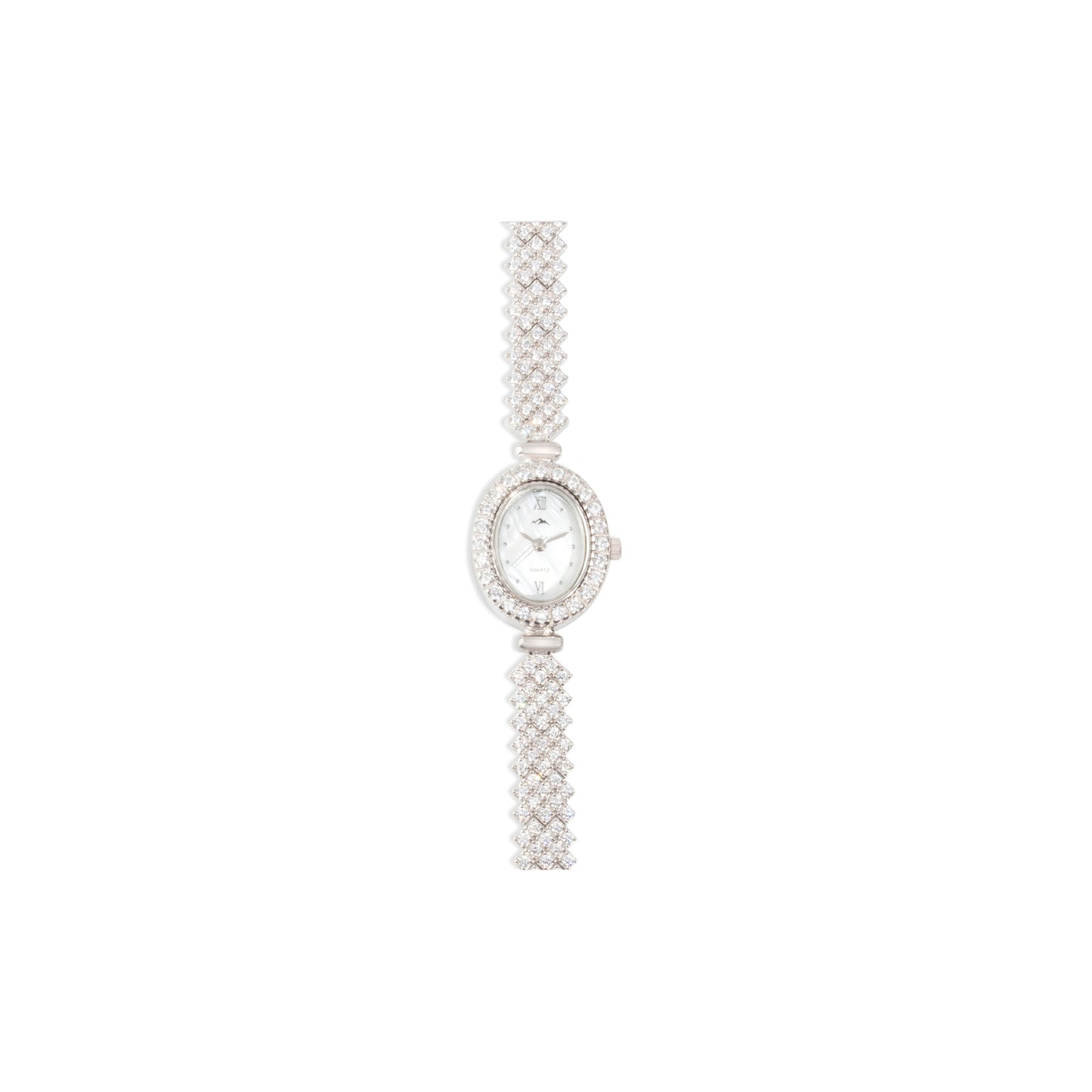 'Rhinestone Decor' Quartz Silver Bracelet Watch