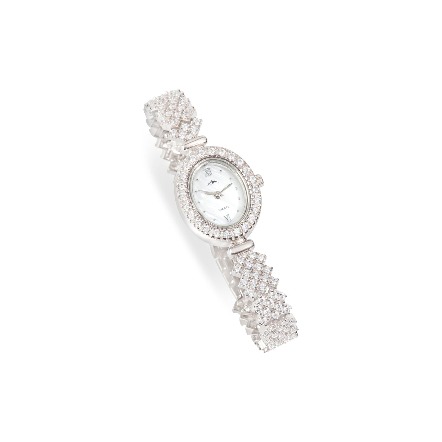 'Rhinestone Decor' Quartz Silver Bracelet Watch