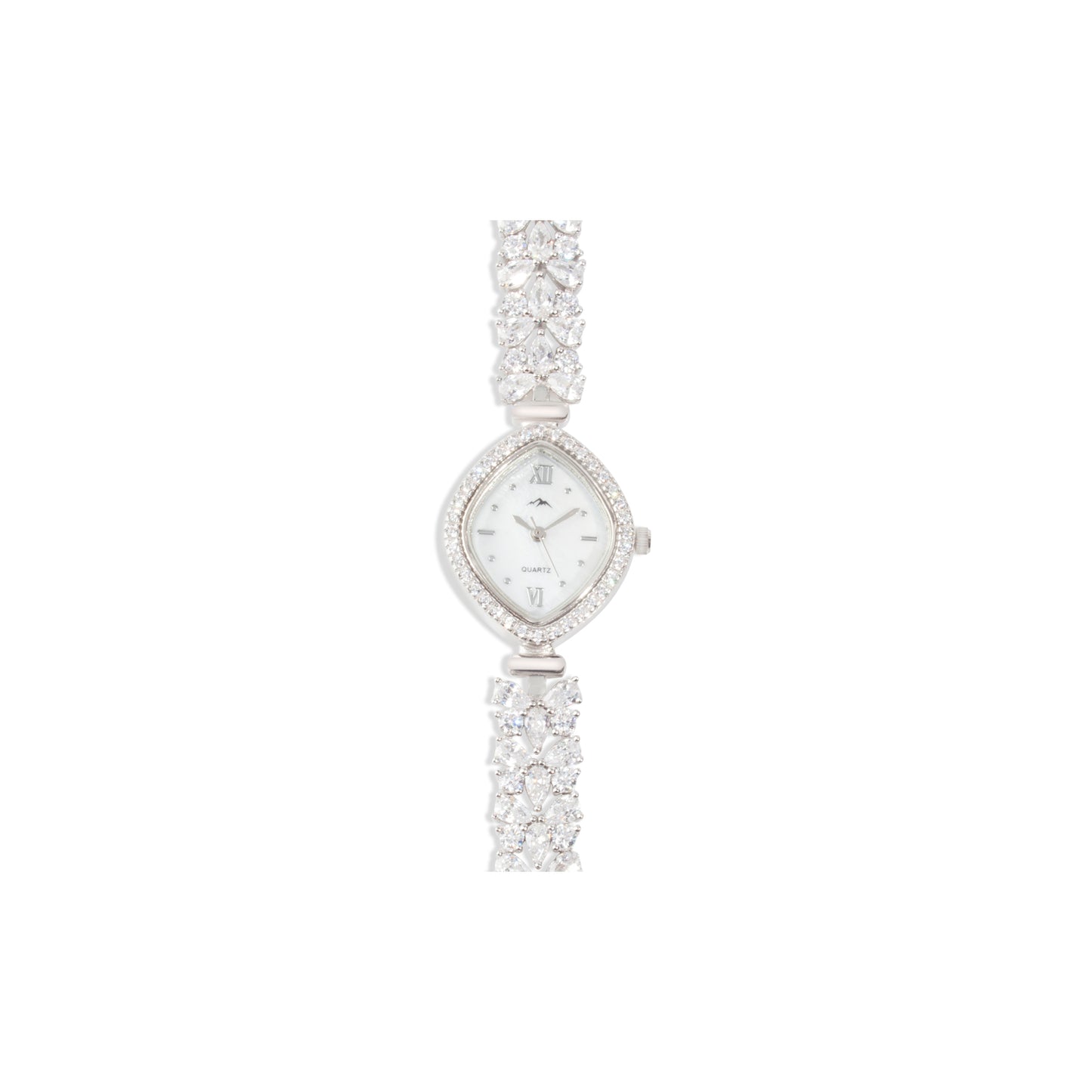 'Zircon Butterfly' Band Silver Bracelet Watch