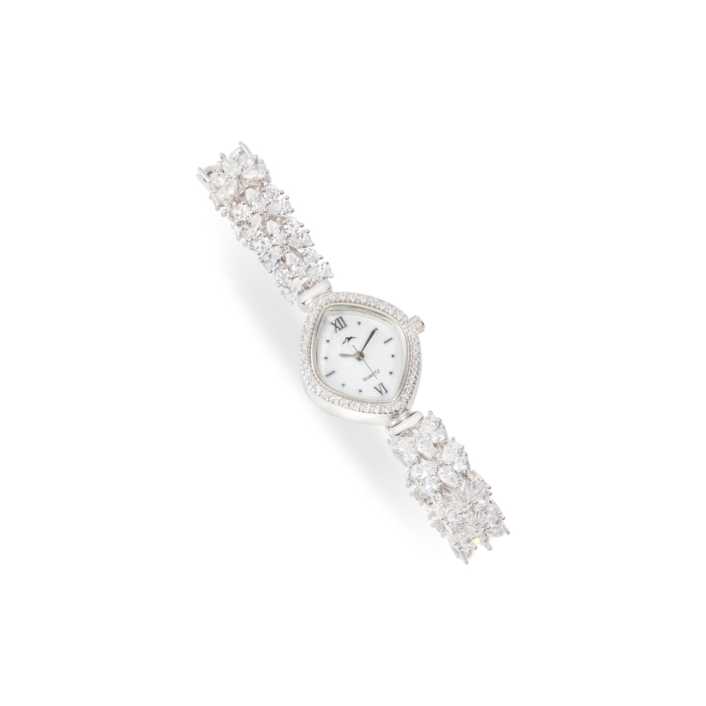 'Zircon Butterfly' Band Silver Bracelet Watch