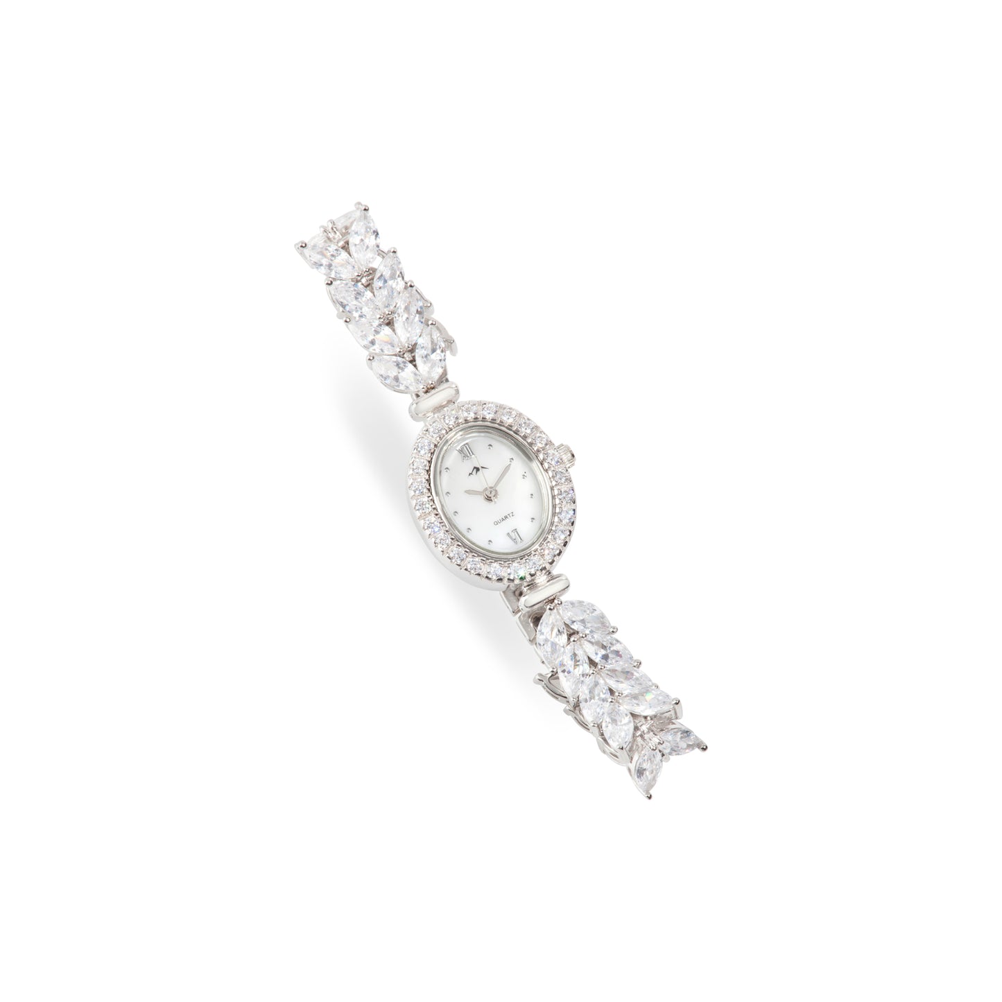 'Zircon Leafs' Silver Bracelet Watch