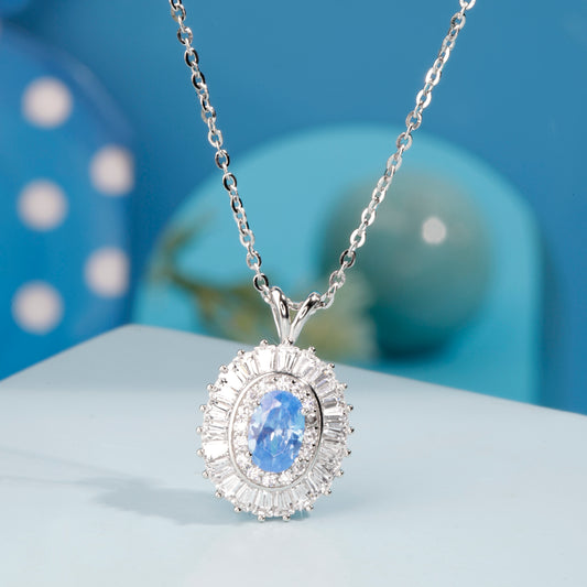 'Natural Topaz Blue Gemstone' Silver Pendant