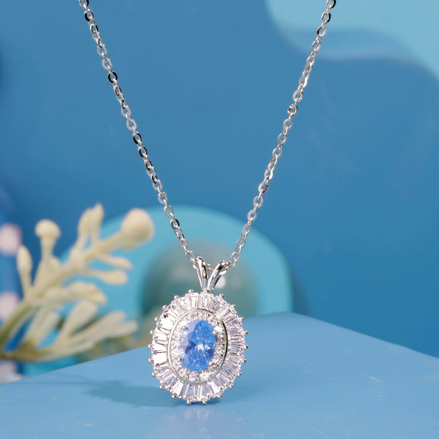 'Natural Topaz Blue Gemstone' Silver Pendant