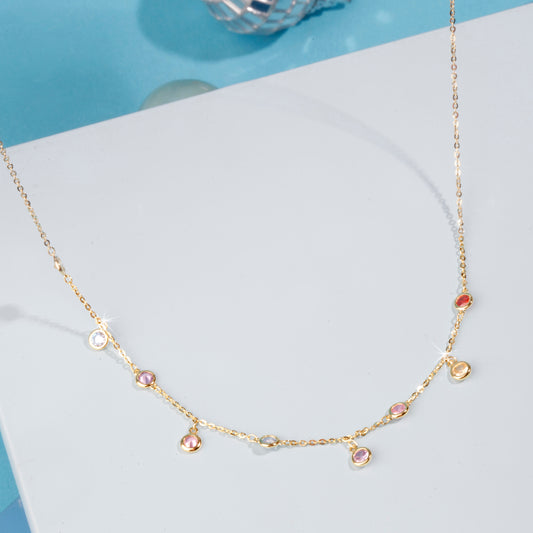 'Multi Gemstones' Gold Plated Necklace