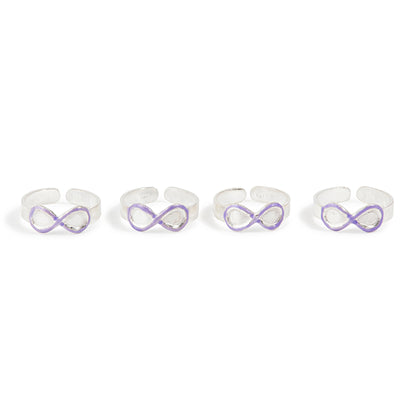 'Purple Infinity' Silver Toe Rings