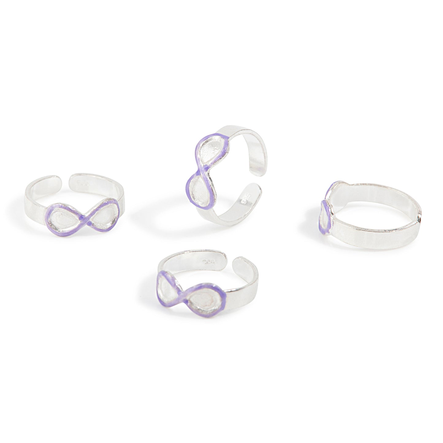 'Purple Infinity' Silver Toe Rings