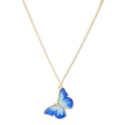 'Enamel Blue Butterfly' Gold Plated Pendant