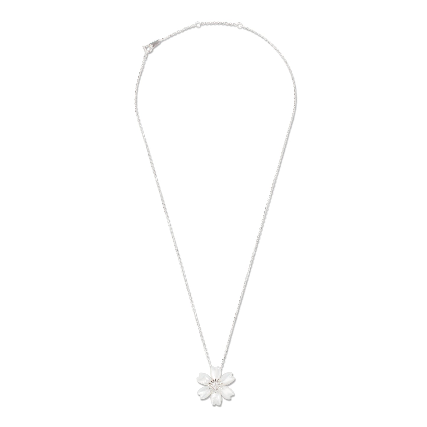 'Ivory Flower' Silver Pendent