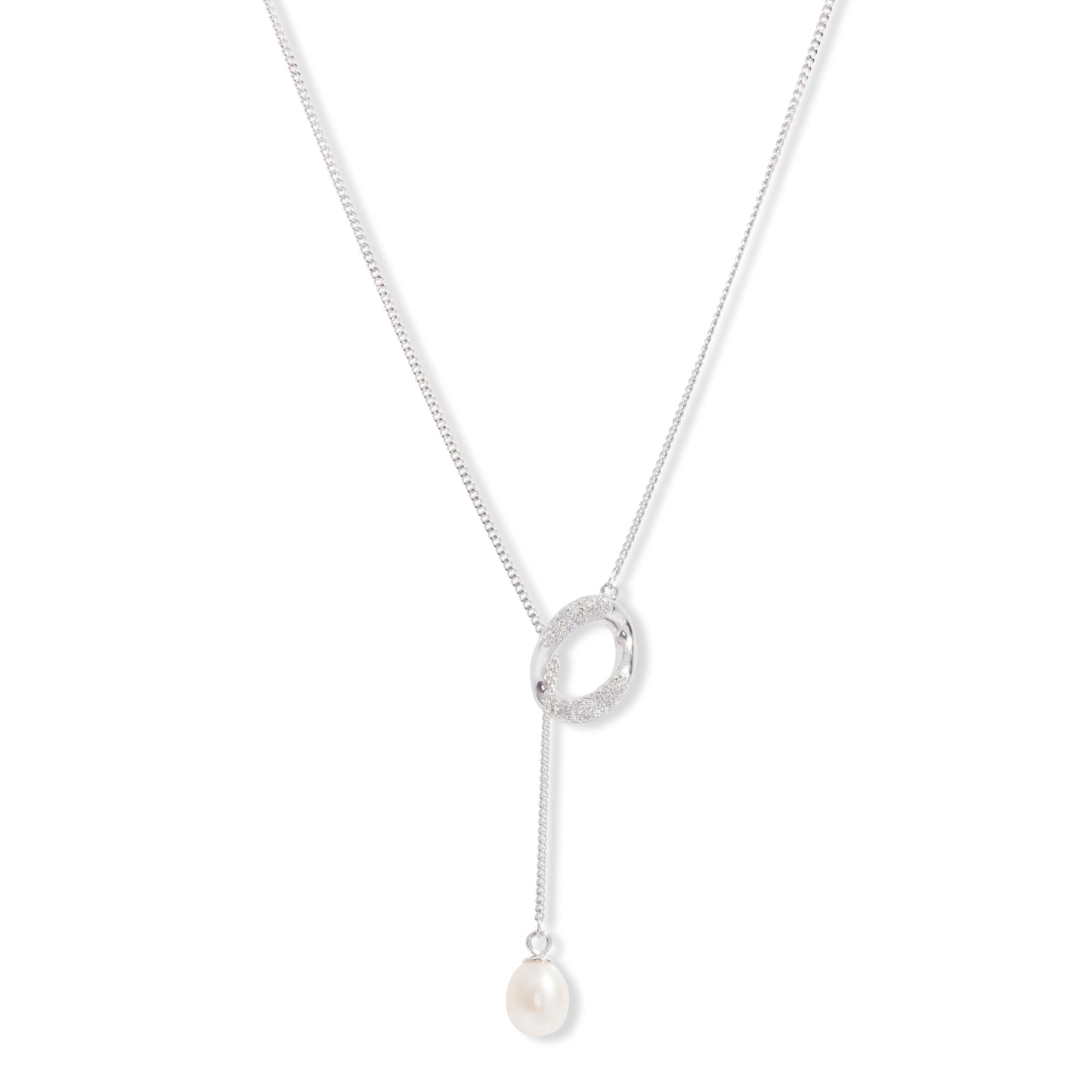 'Elliptical Swiss' Zircon Pearl Pendent