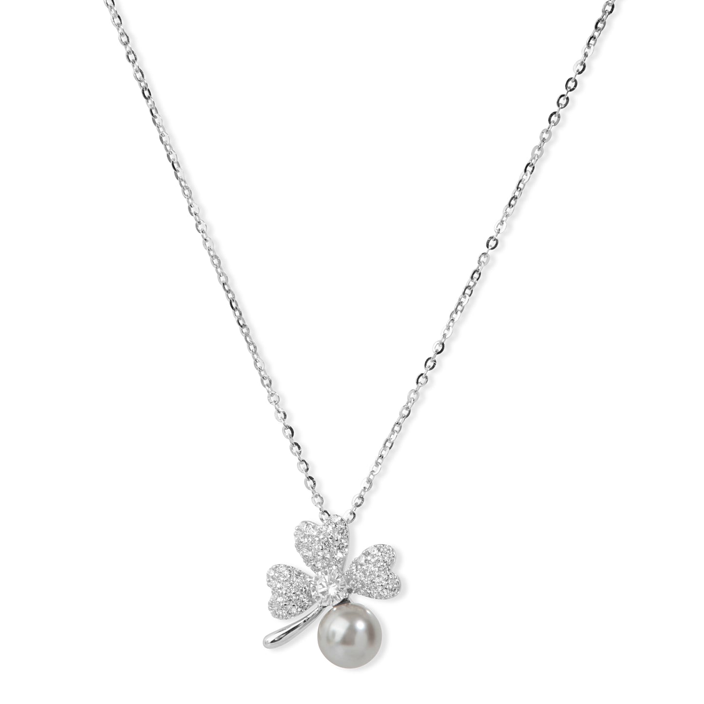 'Grey Pearl' Half Flower Silver Pendent