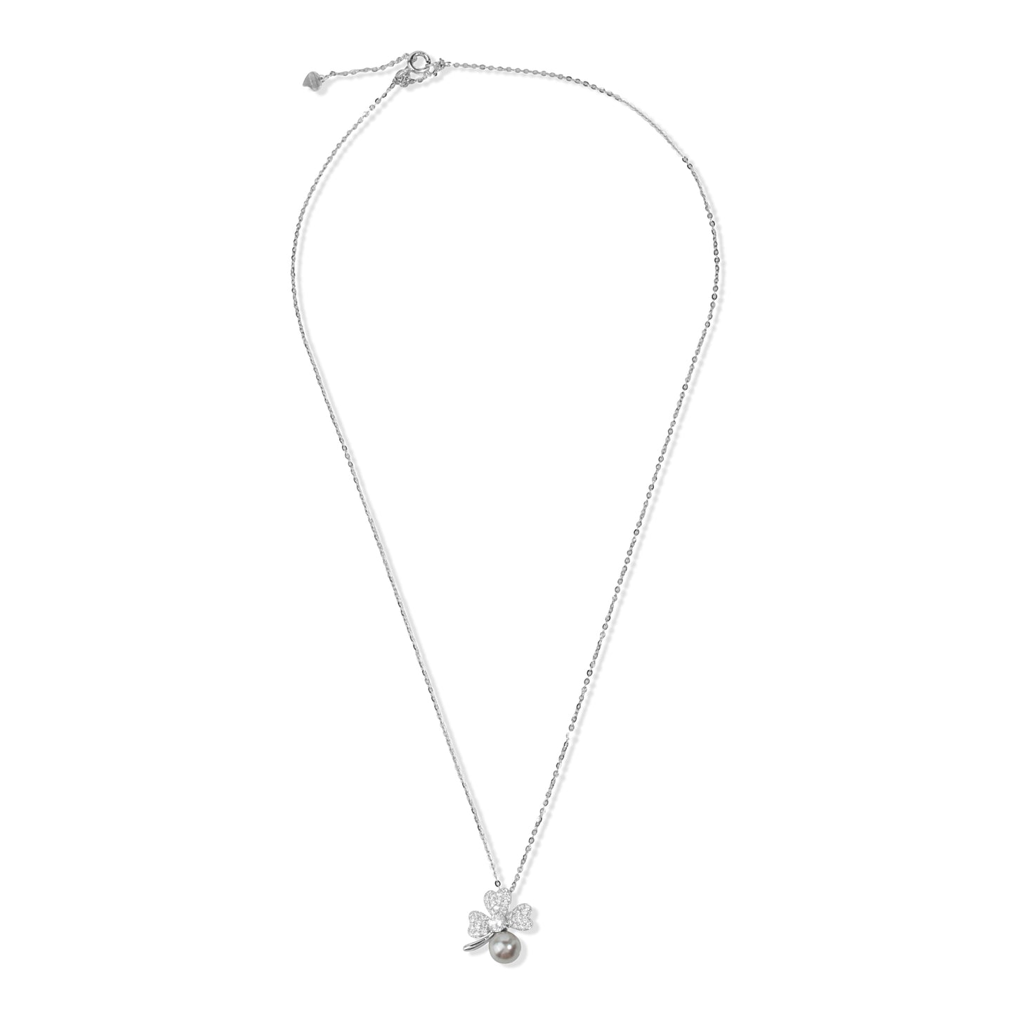 'Grey Pearl' Half Flower Silver Pendent