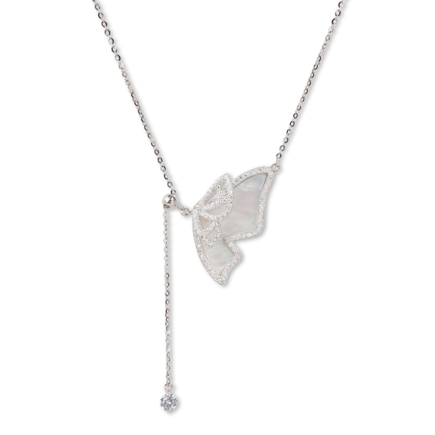 'Beautiful White Butterfly MOP' Silver Pendent