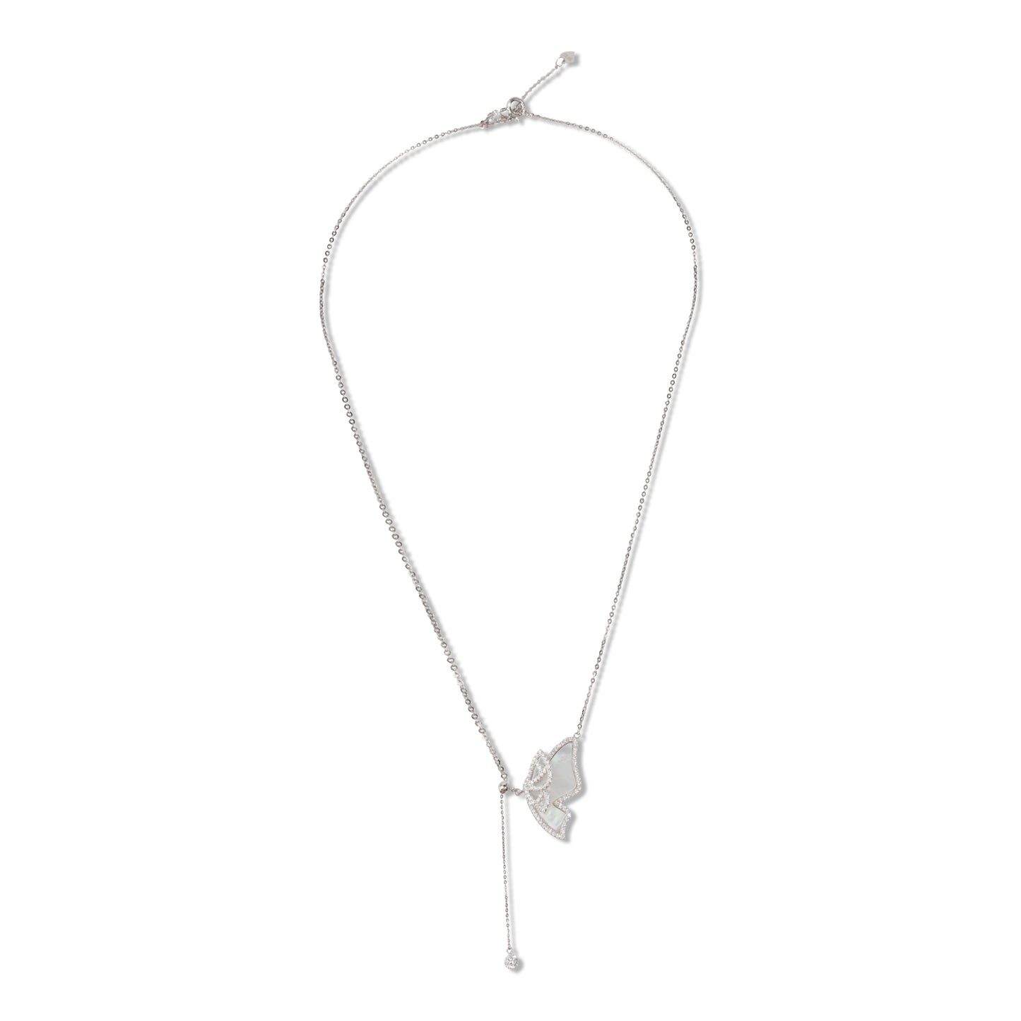 'Beautiful White Butterfly MOP' Silver Pendent