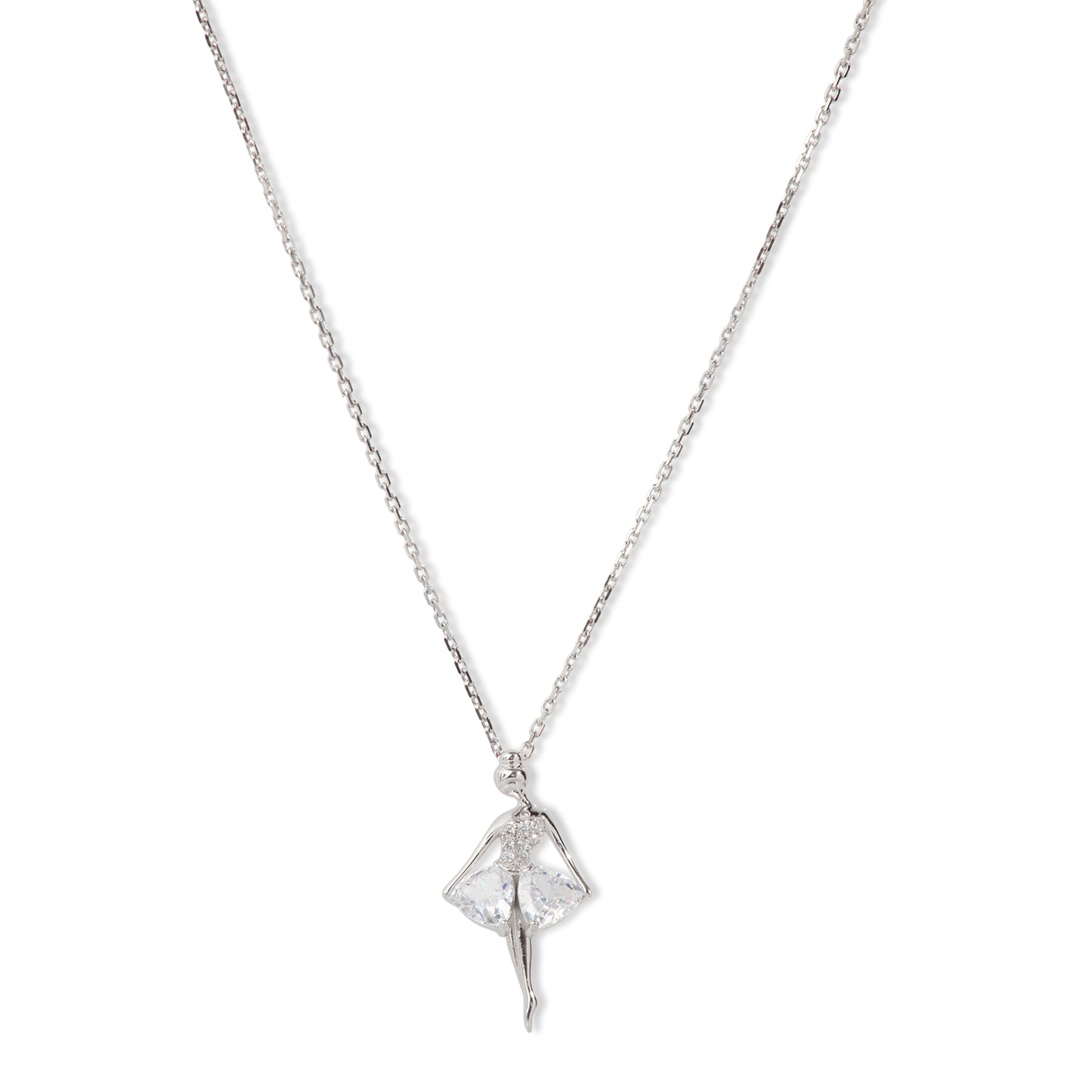 'En Pointe Diamond Dancer' Silver Pendent