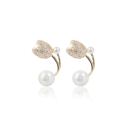 'White Pearl' Gold Plated Earrings