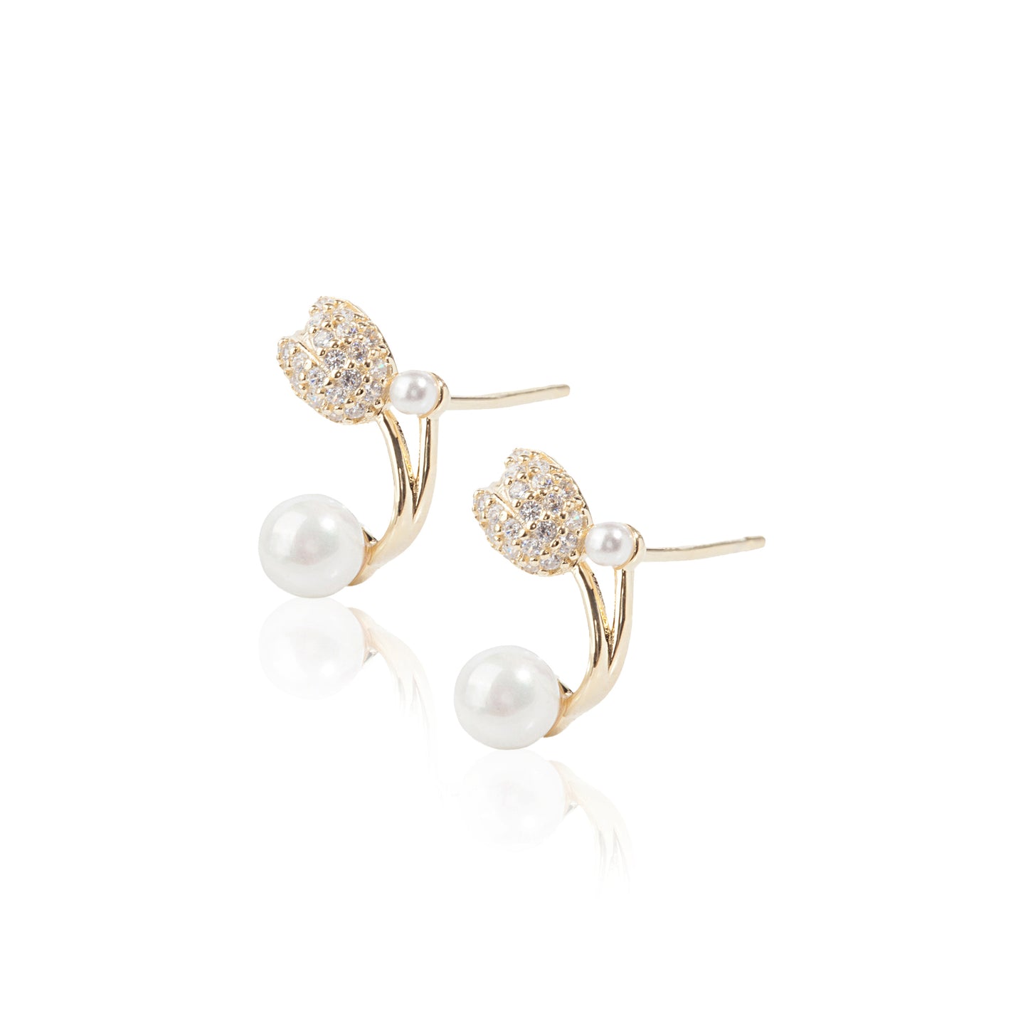 'White Pearl' Gold Plated Earrings