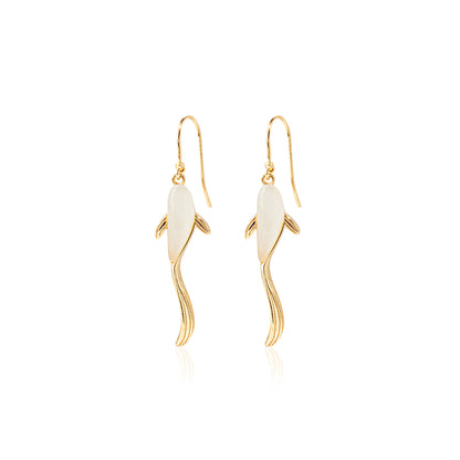 'Celestial Whitefish' Gold Plated Earrings