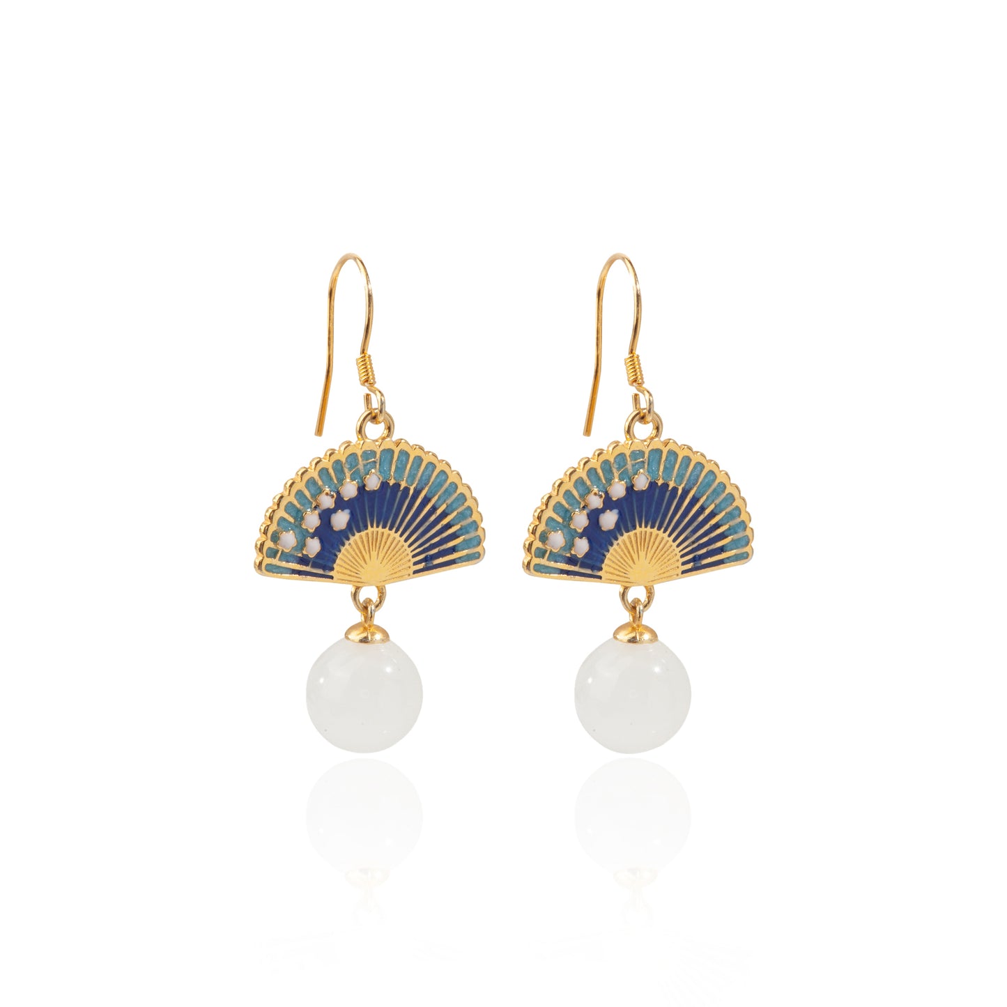 'Folding Fan Cherry Blossom' Gold Plated Earrings