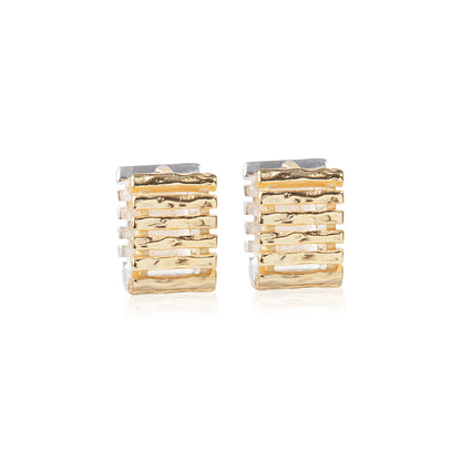 'U Shape' Gold & Silver Two Tone Earrings