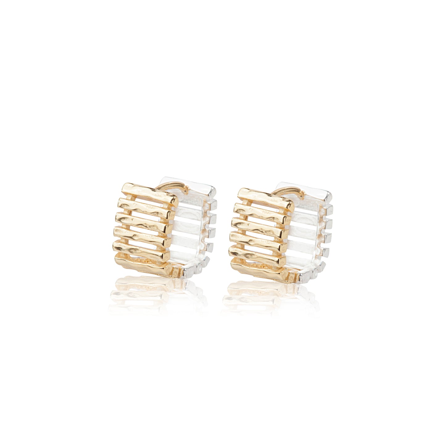 'U Shape' Gold & Silver Two Tone Earrings