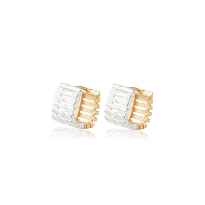 'U Shape' Gold & Silver Two Tone Earrings