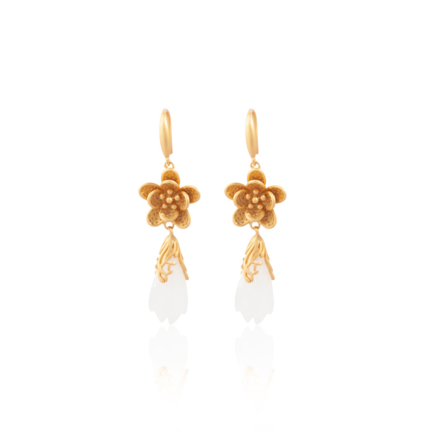 'Gilded Plum Blossom' Drop Golden Flowers Earrings