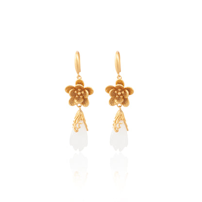 'Gilded Plum Blossom' Drop Golden Flowers Earrings