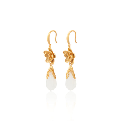 'Gilded Plum Blossom' Drop Golden Flowers Earrings