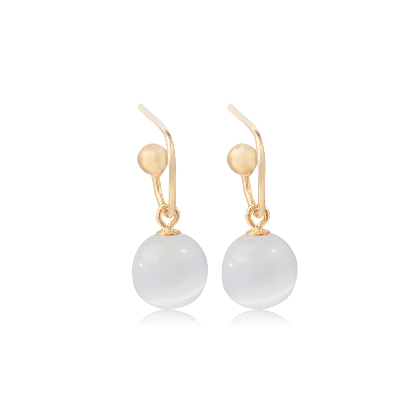 'Beautiful White Moonstone' Gold Plated Earrings