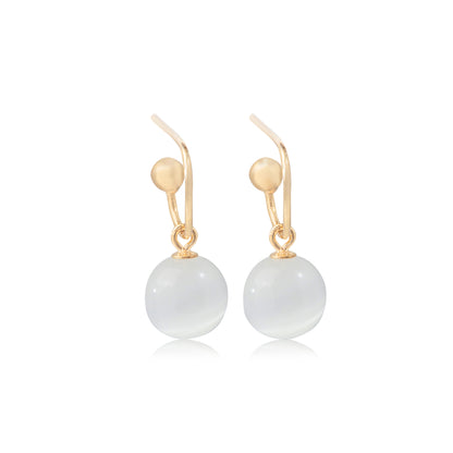 'Beautiful White Moonstone' Gold Plated Earrings