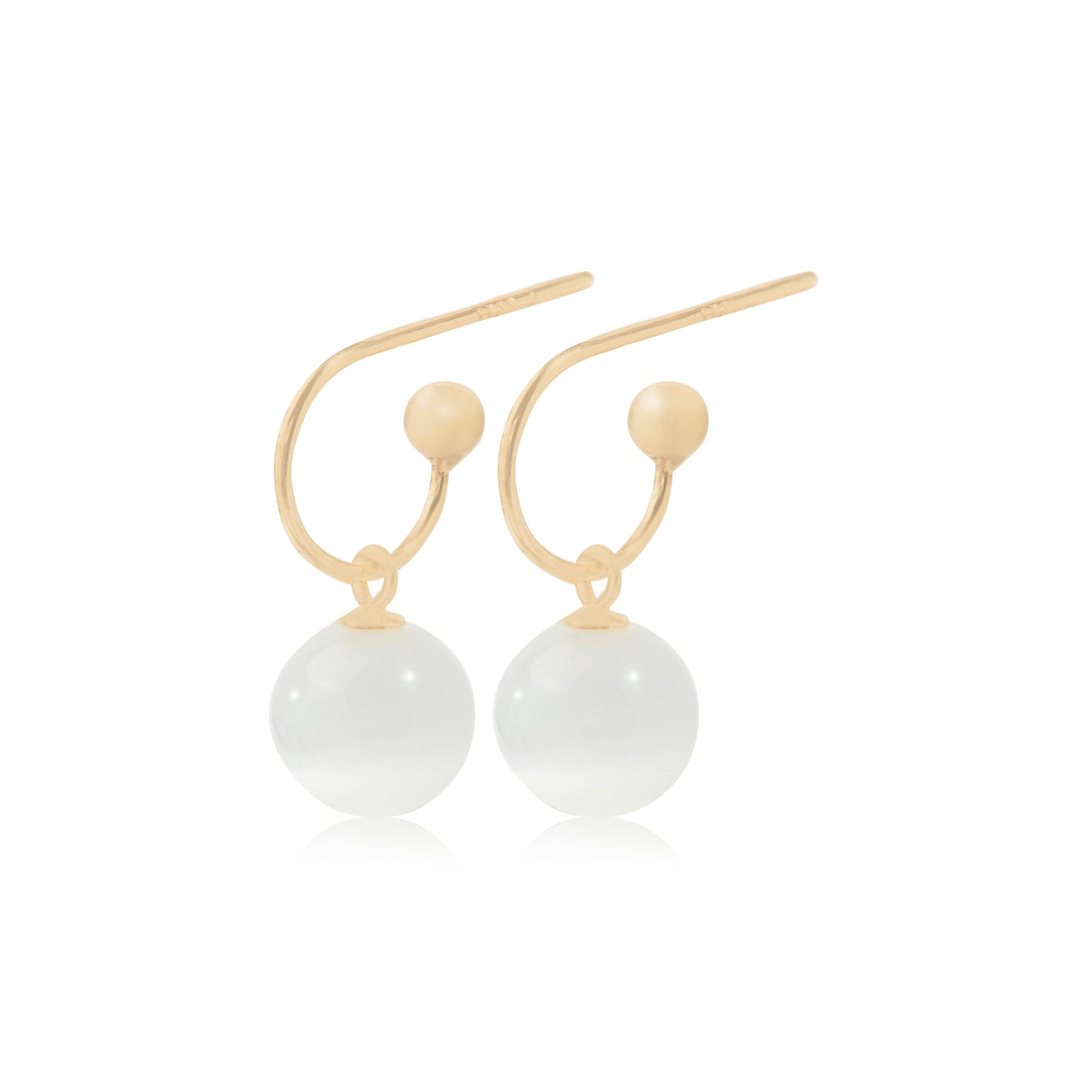 'Beautiful White Moonstone' Gold Plated Earrings