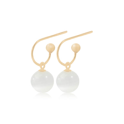 'Beautiful White Moonstone' Gold Plated Earrings