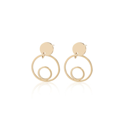 'Geometric Round' Gold Plated Earrings