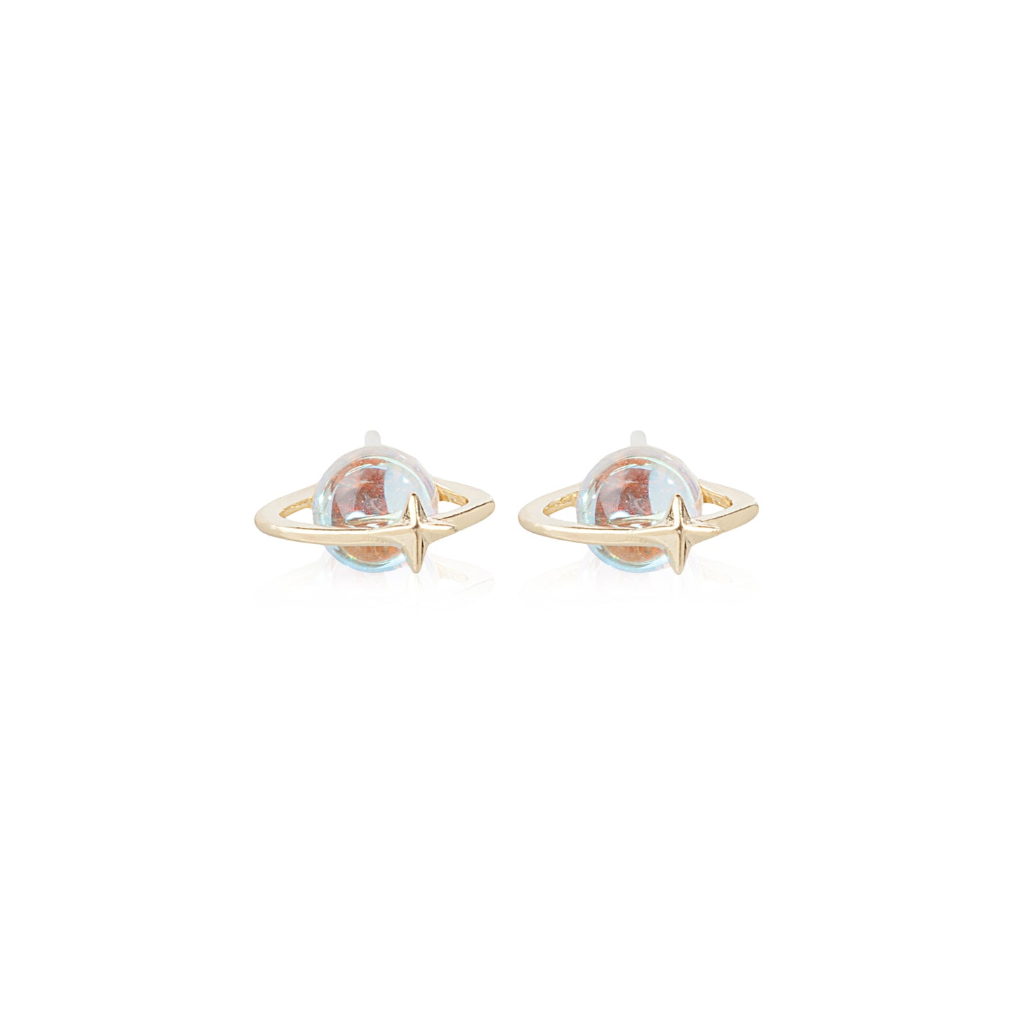 'Transparent Saturn' Gold Plated Earrings