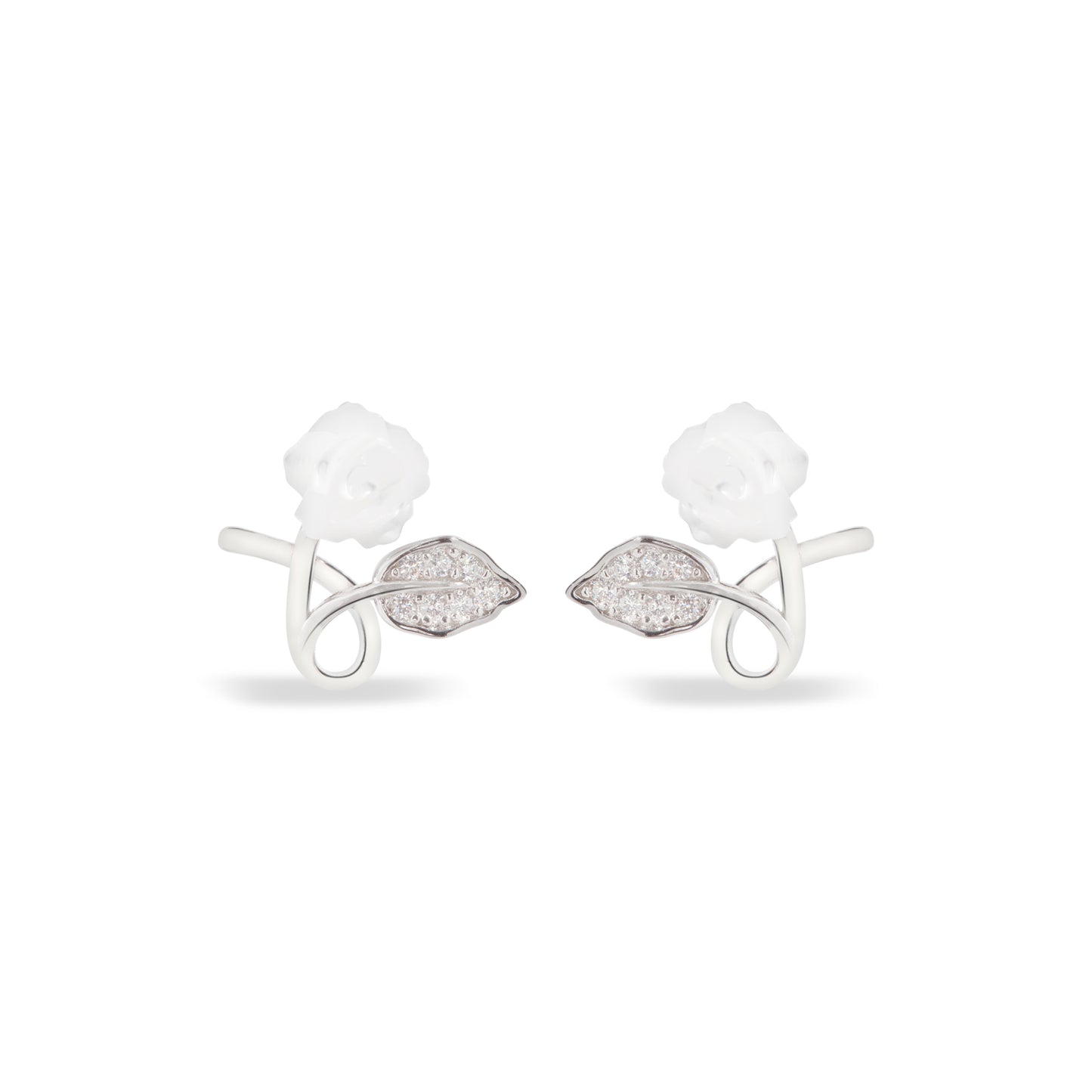 'Beautiful White Rose' Earrings