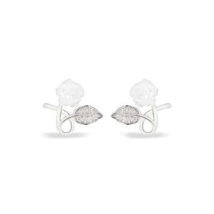 'Beautiful White Rose' Earrings