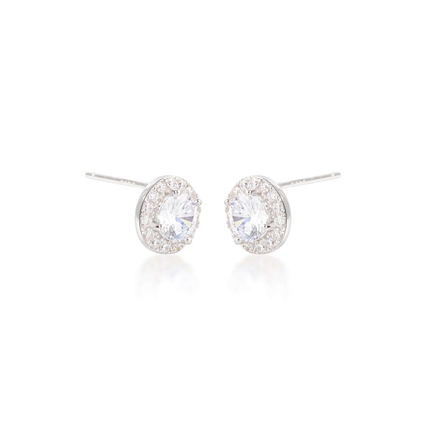 'Round Diamond' Silver Earrings