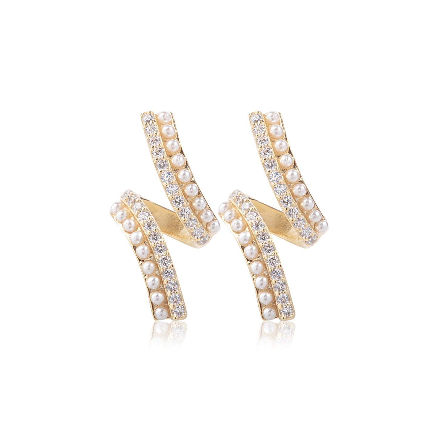 'White Stone' Gold Plated Studded Designer Earrings