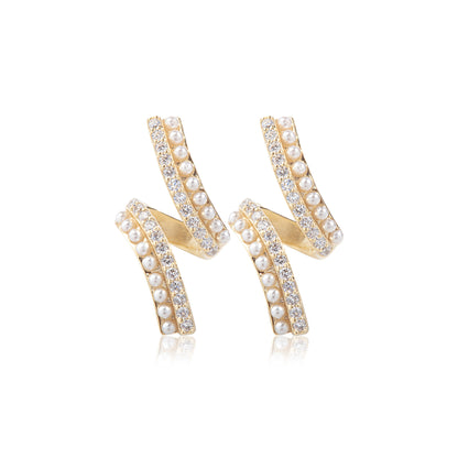 'White Stone' Gold Plated Studded Designer Earrings