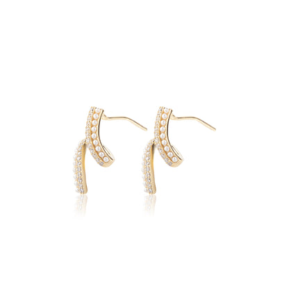 'White Stone' Gold Plated Studded Designer Earrings