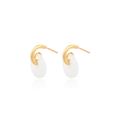 'Natural Nephrite Handicraft' Gold Plated Earrings