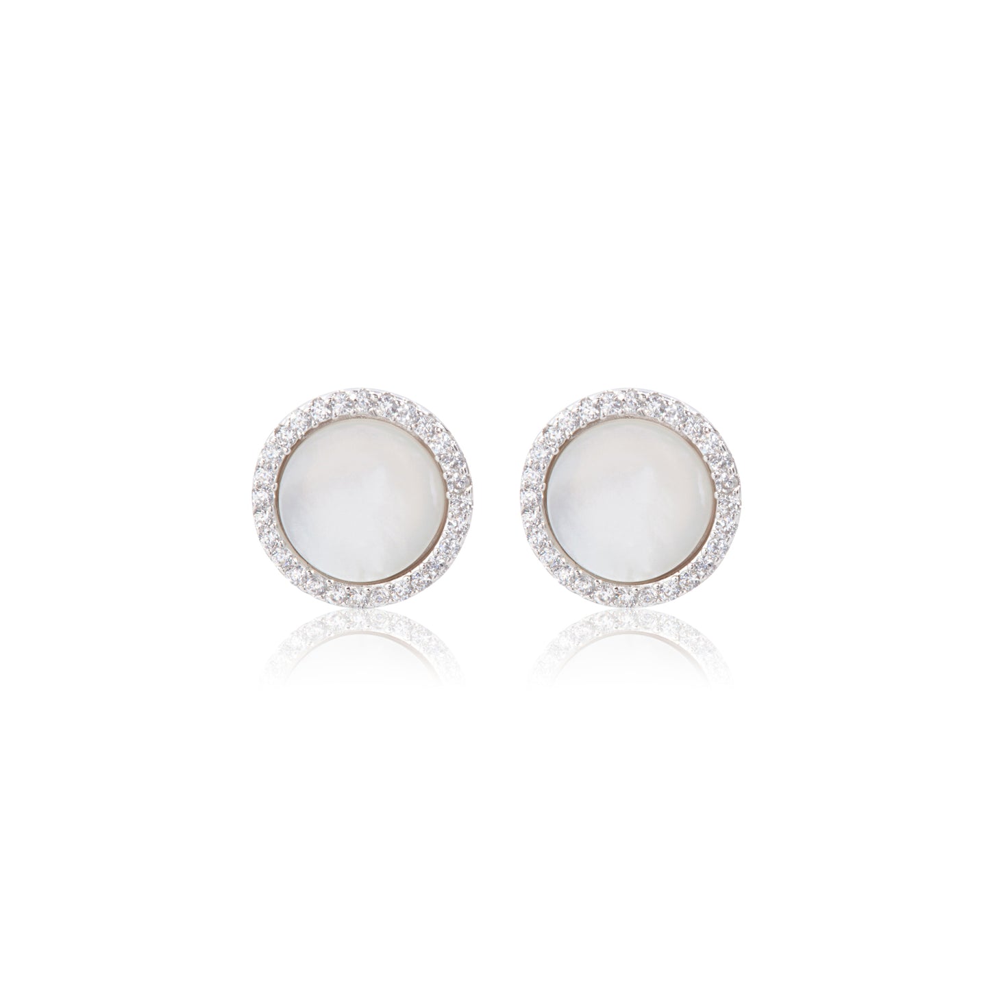 'Moonstone Radiance Zirconia' Silver Earrings