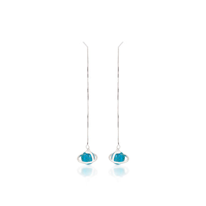 'Saturn's Aura Blue Moon' Silver Earrings